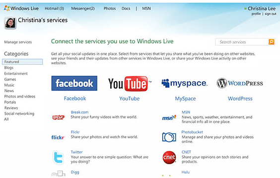 Integração do novo Messenger com Redes Sociais